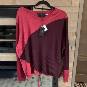 Colorblock Sweatshirt - Pink and Burgundy